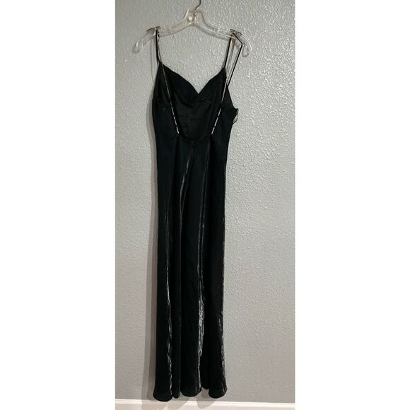 Vintage 90s Black Iridescent Rhinestone Strappy Long Maxi Formal Dress Prom M - Picture 3 of 7